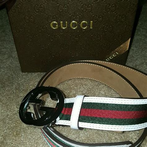 white green red Gucci belt